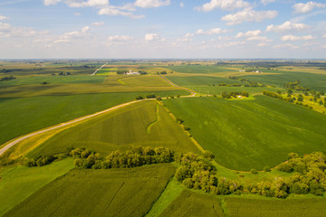 Naklejka premium Aerial Iowa farmland landscape