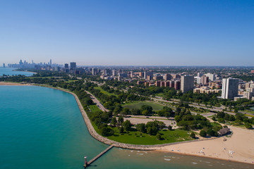 Aerial image Lincoln Park beach Chicago © Felix Mizioznikov