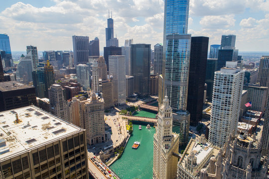 Aerial image Chicago River