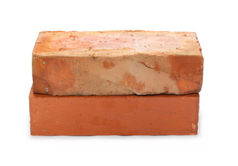 Red bricks isolated on white background