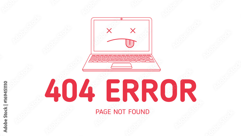 Fototapete 404 error with icon notebook design template for website with white background graphic