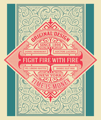 Card design with engraving and  floral details.