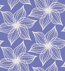 Fototapeta premium Abstract geometrical flower with pointy pedals with dots on blue