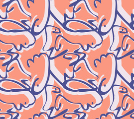 Abstract roughly curved shapes with pink
