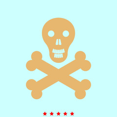 Skull and bones  set  it is color icon .