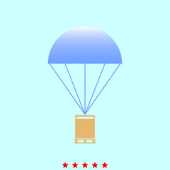 Parachute with cargo  set  it is color icon .