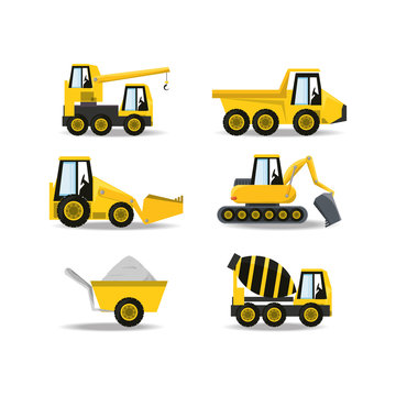 flat icons under construction truck vector illustration