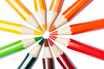 Fototapeta premium Pencils stacked in a circle