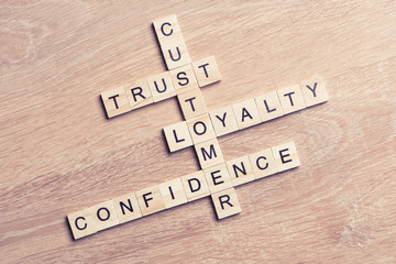 Conceptual business keywords on table with elements of game maki