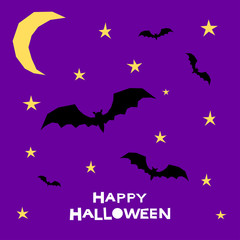 Happy halloween card template. Abstract halloween bat and star pattern