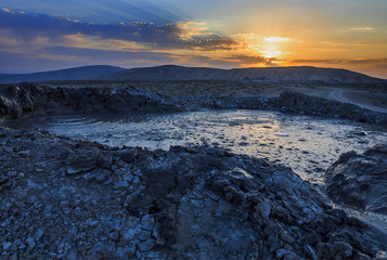 Mud volcanoes in Gobustan.Azerbaijan