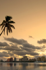 Fototapeta na wymiar View of West Palm Beach Florida from the Inter coastal