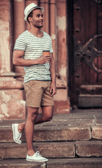 Afro American man in city