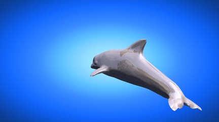3d rendering of a reflective dolphine jumping in the air
