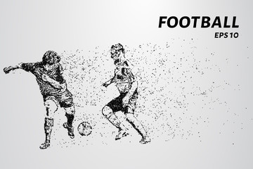 Football of the particles. Silhouette of a football player consists of points and circles. Vector illustration