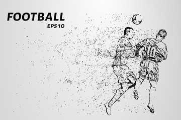 Fototapeta na wymiar Football of the particles. Football players fighting for the ball in the air. Vector illustration