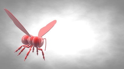 3d rendering of a reflective bee insect on a background
