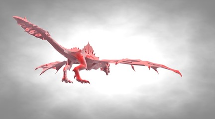 3d rendering of a scary big flying dragon with large wings