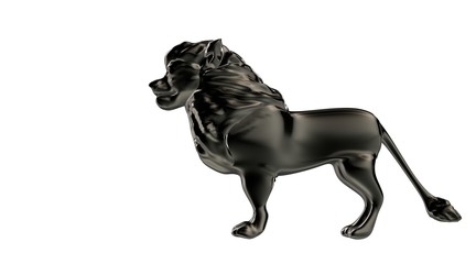 3d rendering of a reflective lion on a background