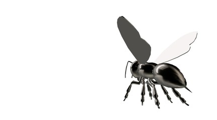 3d rendering of a reflective bee insect on a background