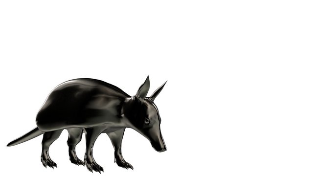 3d rendering of a reflective ant eater animal on a background