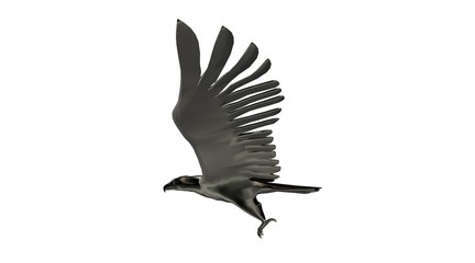 3d rendering of a reflective eagle bird flying in the air