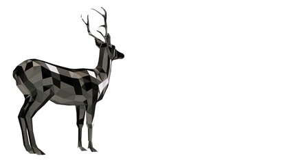 3d rendering of a reflective deer animal with beautiful horns