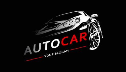 Obraz premium Streszczenie wektor logo linii samochodu. Ilustracji wektorowych