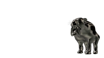 3d rendering of a reflective tiger animal on a background