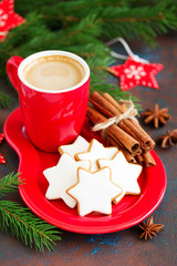 Christmas cookies, a pile of cinnamon stars, in Germany called wintertree