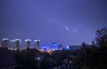 Lightning with dramatic clouds Night thunder-storm