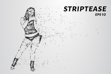 The stripper of the particles. Erotic dances are comprised of points and circles. Vector illustration