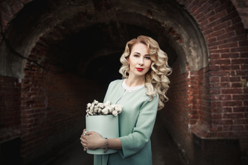 Industrial portrait of beautiful woman 