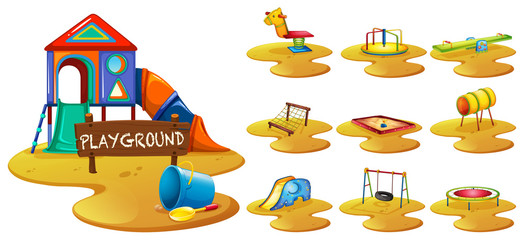 Playground equipments on the playground