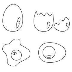 Hühnerei roh und gekocht als Linien