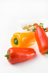 Yellow and Red Sweet Peppers with Salad
