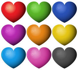 Heart shape in different colors