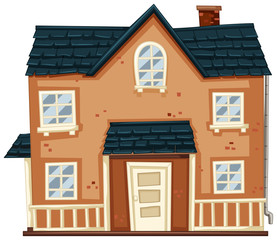 Brick house with blue roof