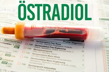 Östradiol / Blutprobe auf Laborzettel