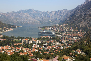 Fototapeta na wymiar View of Kotor Bay and the city of Kotor, Montenegro.