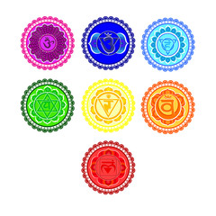 Chakra symbols set. Vector illustration.