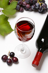Glass of red wine - white background
