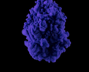 The cloud of purple paint in the dark water