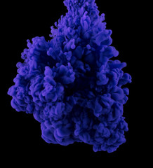 The cloud of purple paint in the dark water