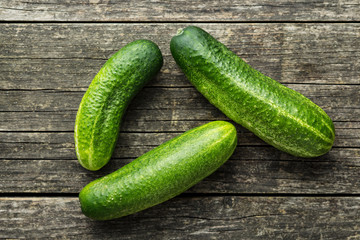 Fresh green cucumbers.