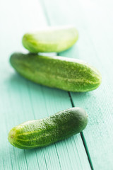 Fresh green cucumbers.