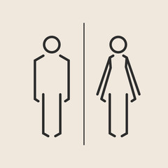 Concept and idea icon of toilet. Stroke vector logo, web graphics. Isolated background. Vector illustration.