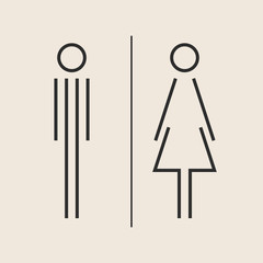 Concept and idea icon of toilet. Stroke vector logo, web graphics. Isolated background. Vector illustration.