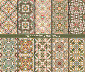 Set of ten seamless abstract patterns.