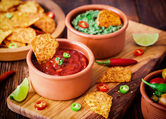 Mexican Tortilla Chips With Chili Sauce